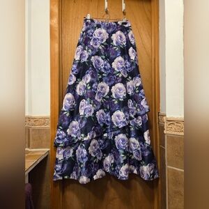 Sequin 💜 Hearts Floral Maxi Skirt